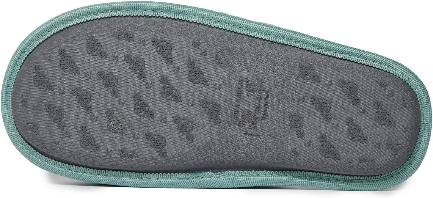 Laura Ashley Ladies Embroidered Soft Terry Scuff Slipper