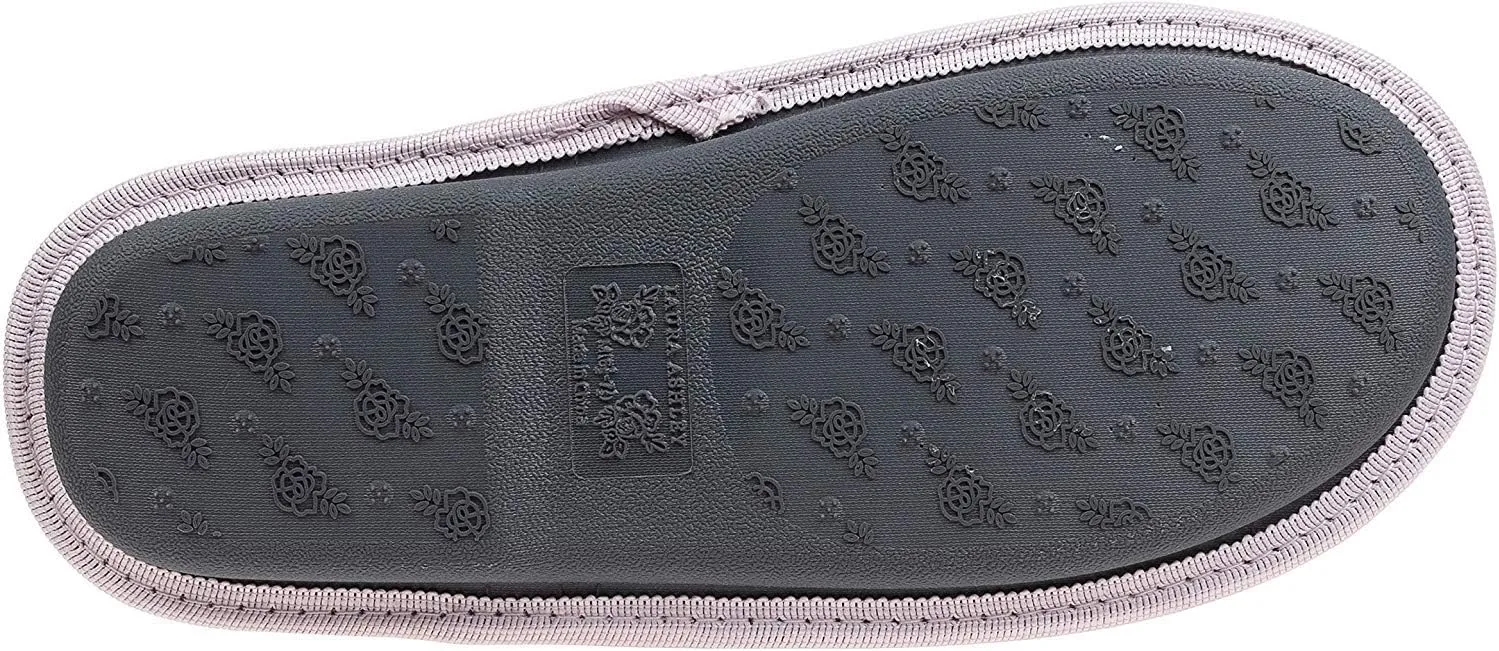 Laura Ashley Ladies Embroidered Soft Terry Scuff Slipper