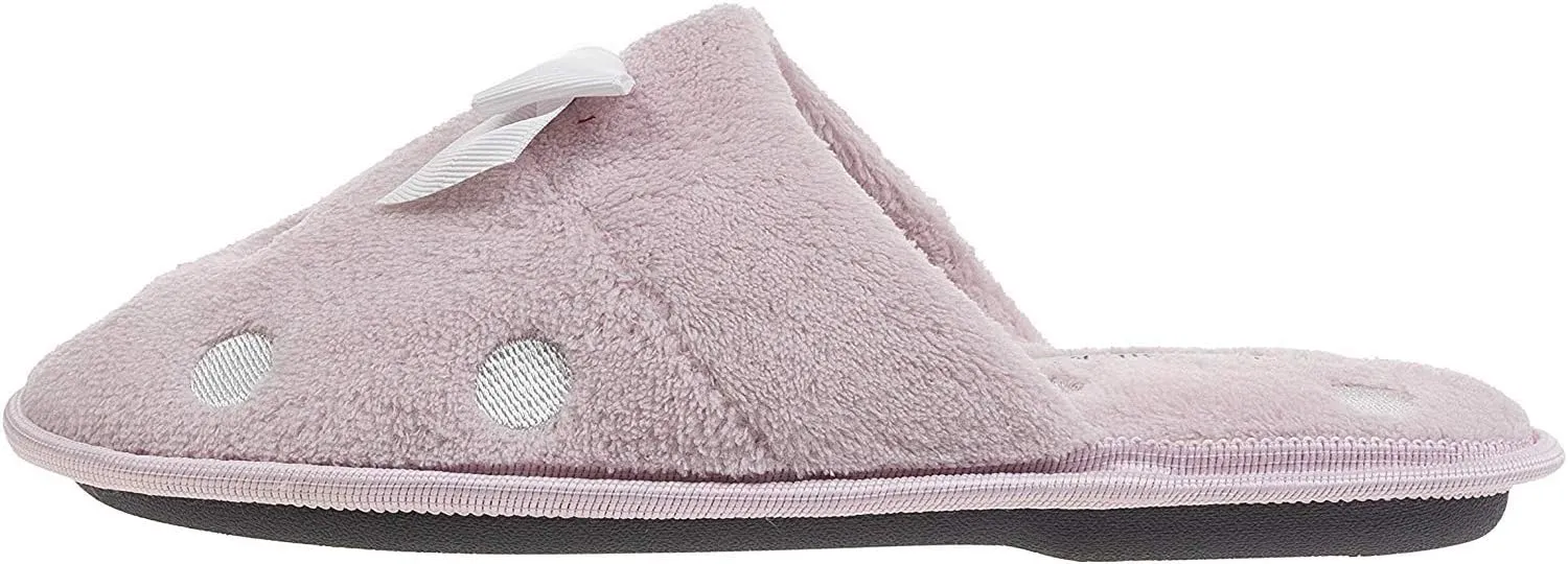 Laura Ashley Ladies Embroidered Soft Terry Scuff Slipper