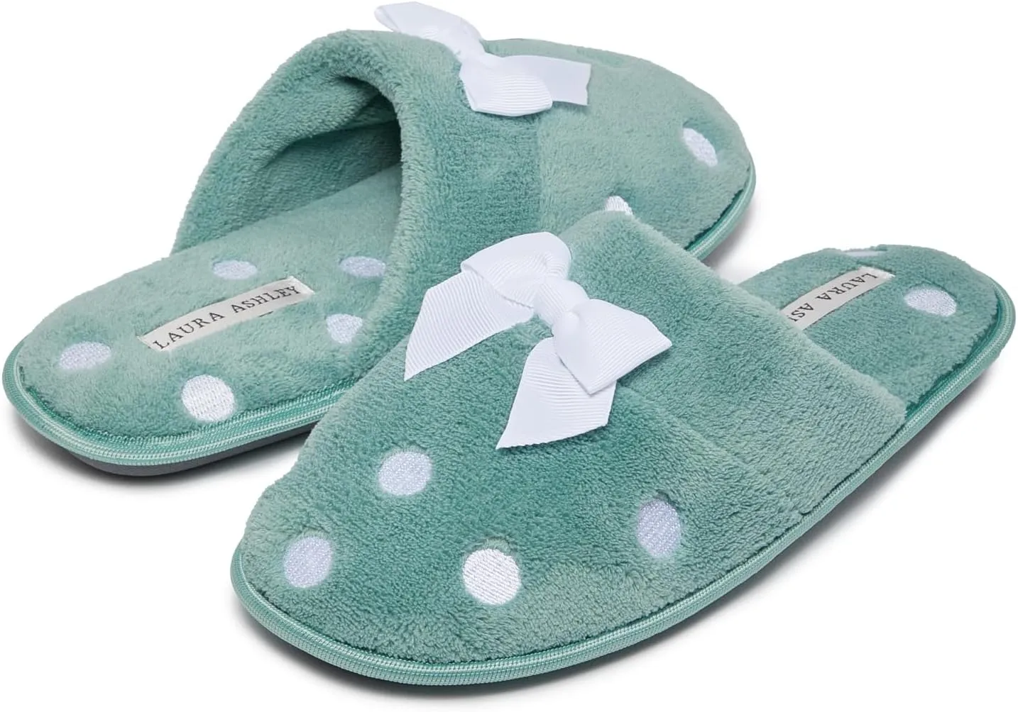 Laura Ashley Ladies Embroidered Soft Terry Scuff Slipper