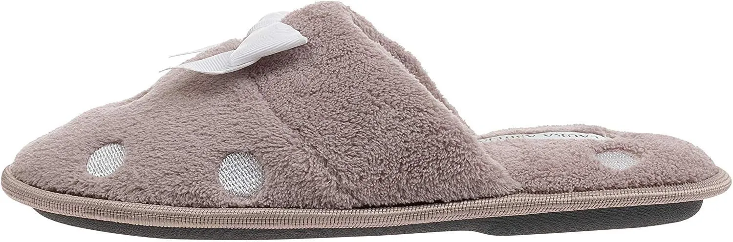 Laura Ashley Ladies Embroidered Soft Terry Scuff Slipper