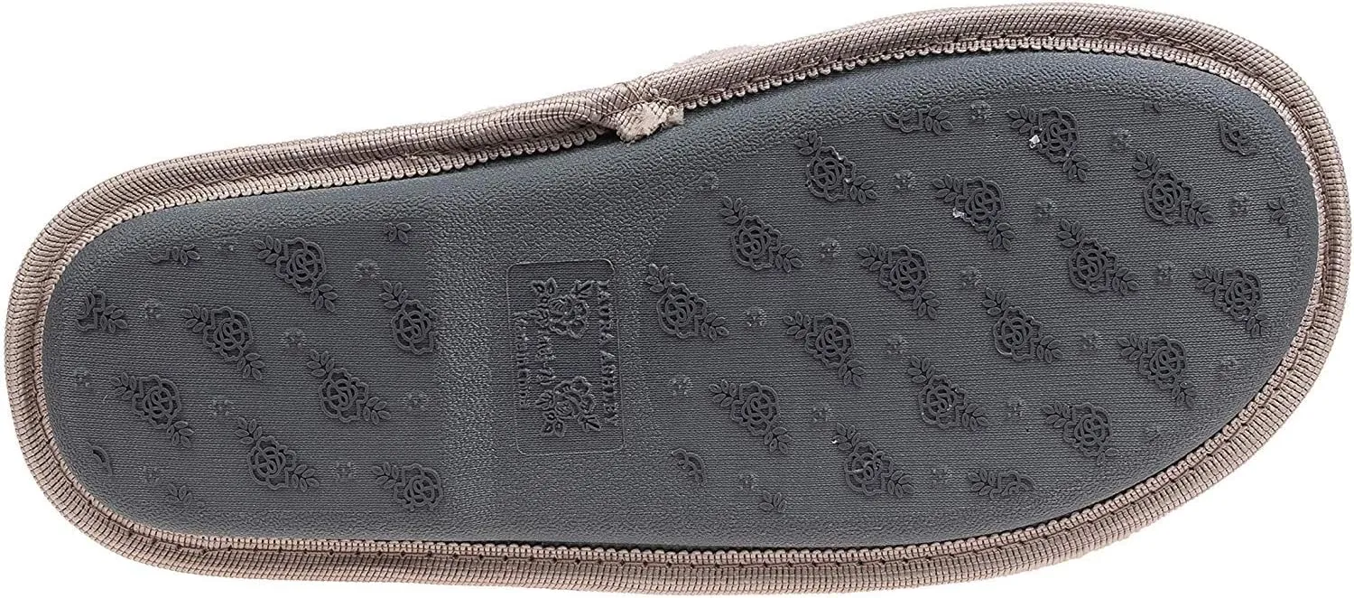 Laura Ashley Ladies Embroidered Soft Terry Scuff Slipper