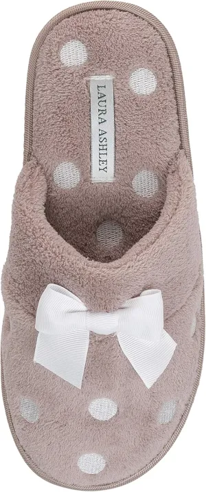 Laura Ashley Ladies Embroidered Soft Terry Scuff Slipper