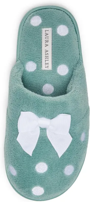 Laura Ashley Ladies Embroidered Soft Terry Scuff Slipper
