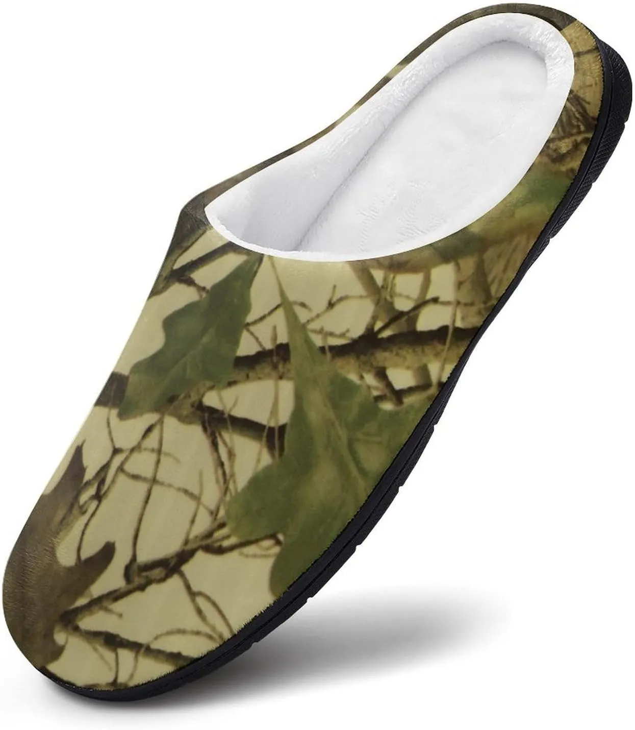 Leaves Camouflage Hunting Cotton Slippers for Women Memory Foam Washable House Slipper Closed Toe for Indoor Outdoor