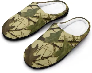 Leaves Camouflage Hunting Cotton Slippers for Women Memory Foam Washable House Slipper Closed Toe for Indoor Outdoor