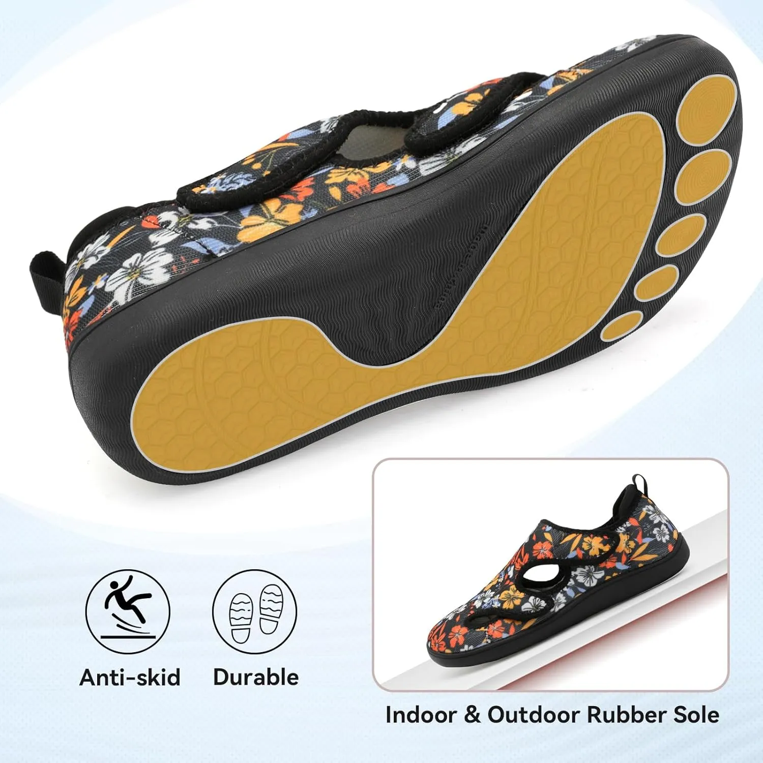 LeIsfIt Diabetic Shoes for Women Adjustable Extra Wide Barefoot Walking Shoes for Swollen Arthritis Edema Feet Wide Width Zero Drop Sole