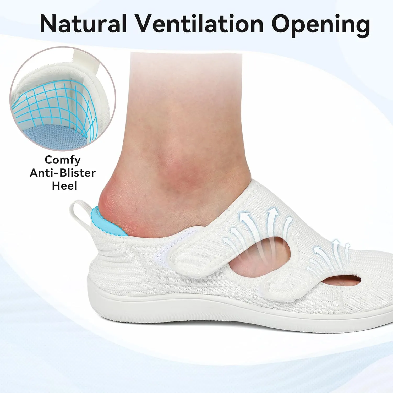LeIsfIt Diabetic Shoes for Women Adjustable Extra Wide Barefoot Walking Shoes for Swollen Arthritis Edema Feet Wide Width Zero Drop Sole