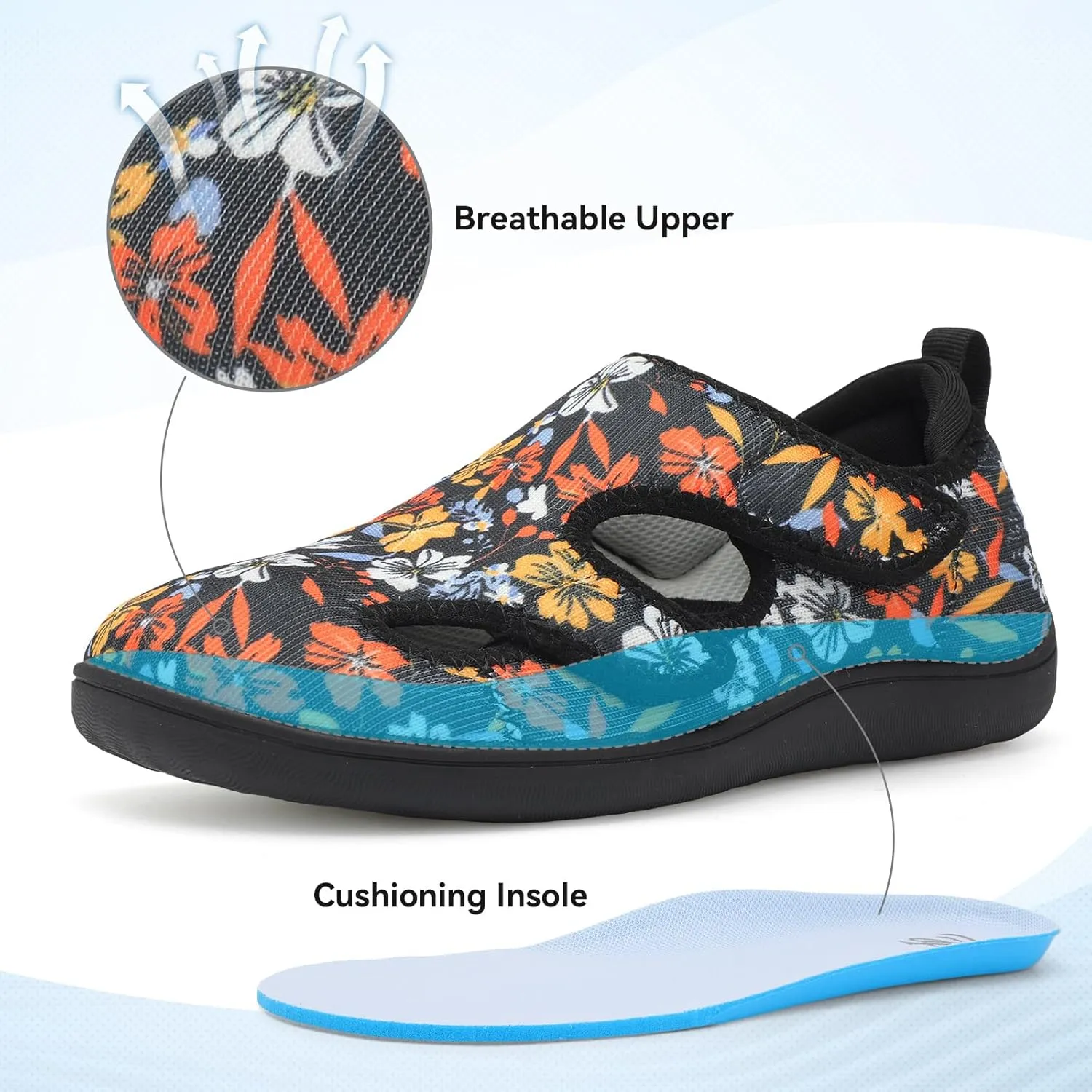 LeIsfIt Diabetic Shoes for Women Adjustable Extra Wide Barefoot Walking Shoes for Swollen Arthritis Edema Feet Wide Width Zero Drop Sole