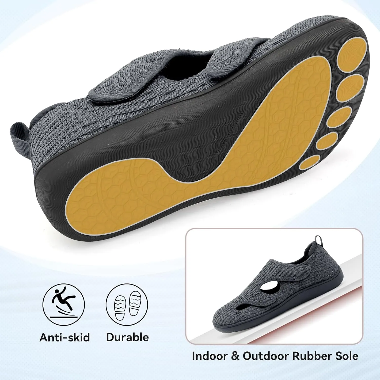 LeIsfIt Diabetic Shoes for Women Adjustable Extra Wide Barefoot Walking Shoes for Swollen Arthritis Edema Feet Wide Width Zero Drop Sole