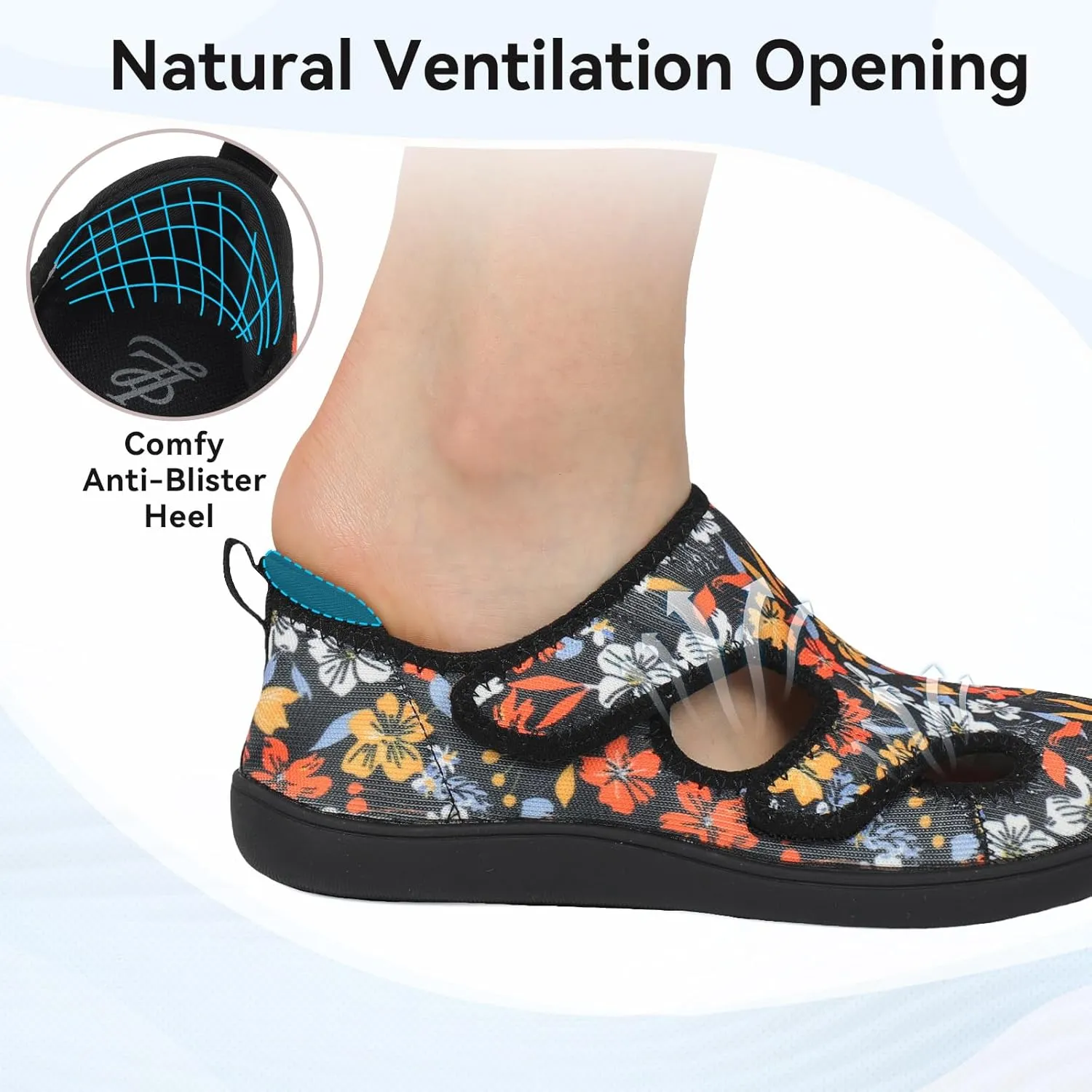LeIsfIt Diabetic Shoes for Women Adjustable Extra Wide Barefoot Walking Shoes for Swollen Arthritis Edema Feet Wide Width Zero Drop Sole
