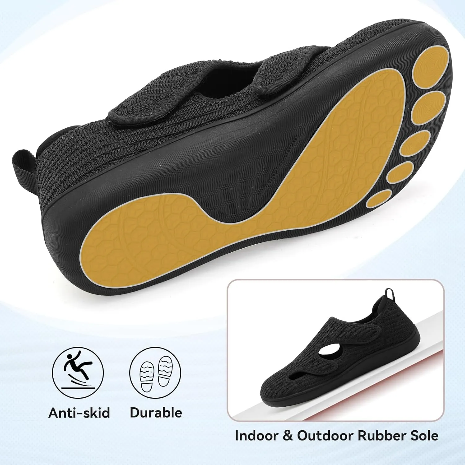 LeIsfIt Diabetic Shoes for Women Adjustable Extra Wide Barefoot Walking Shoes for Swollen Arthritis Edema Feet Wide Width Zero Drop Sole