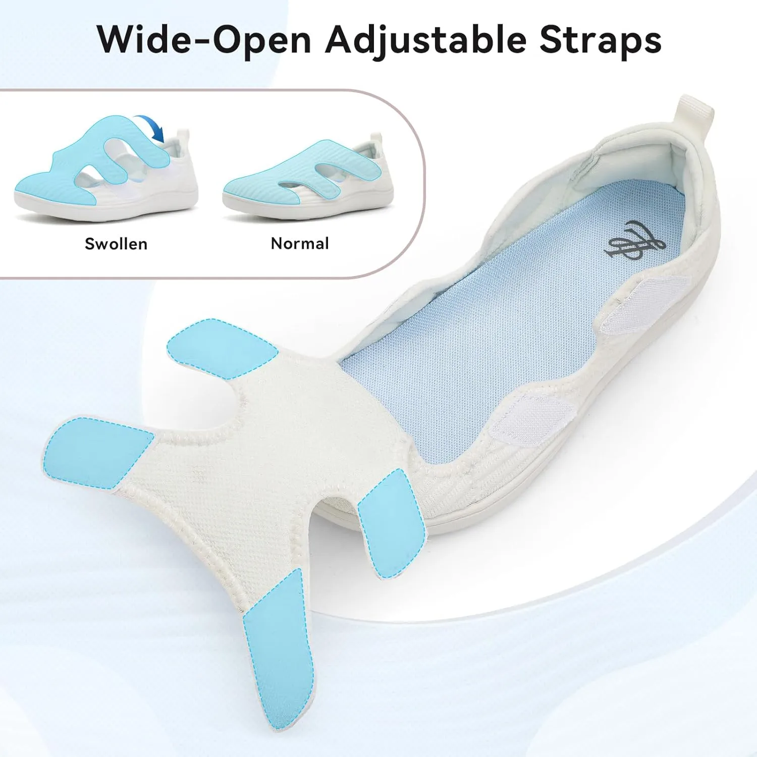 LeIsfIt Diabetic Shoes for Women Adjustable Extra Wide Barefoot Walking Shoes for Swollen Arthritis Edema Feet Wide Width Zero Drop Sole