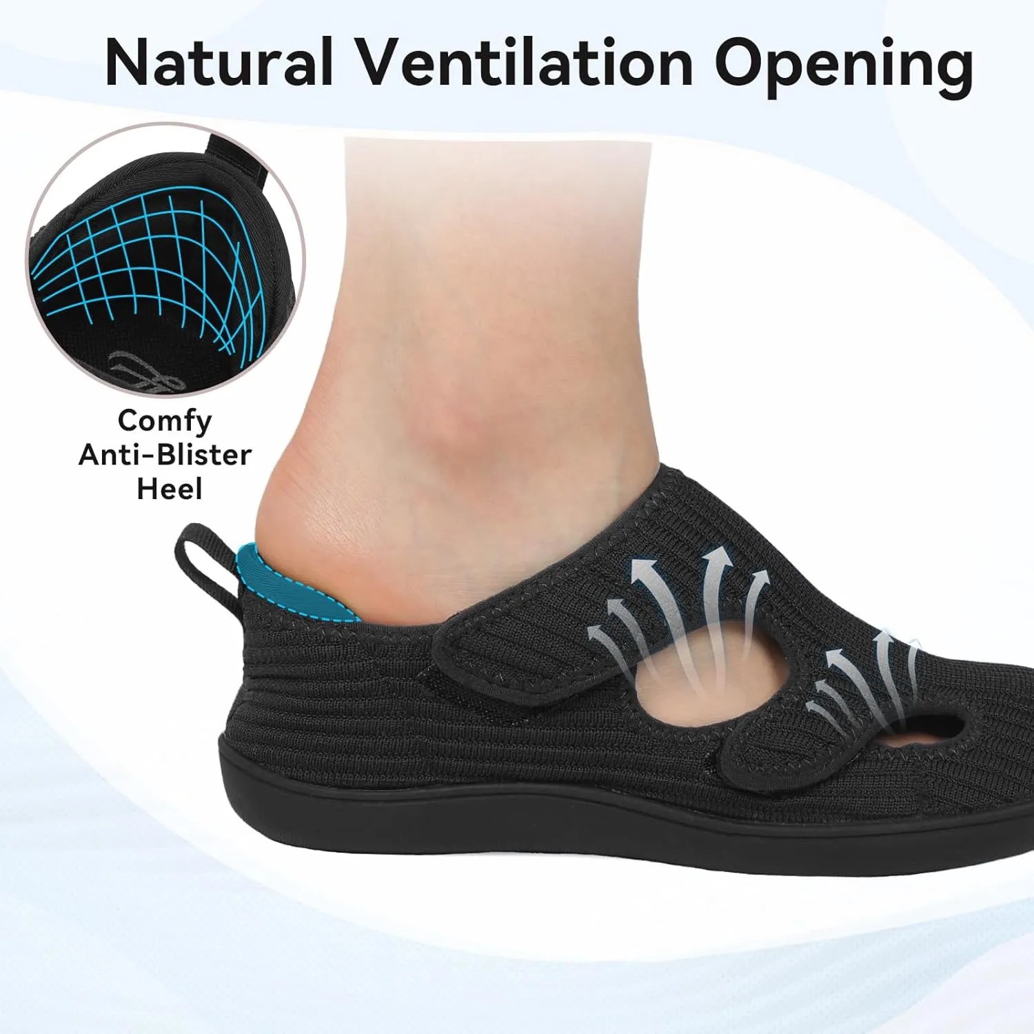 LeIsfIt Diabetic Shoes for Women Adjustable Extra Wide Barefoot Walking Shoes for Swollen Arthritis Edema Feet Wide Width Zero Drop Sole
