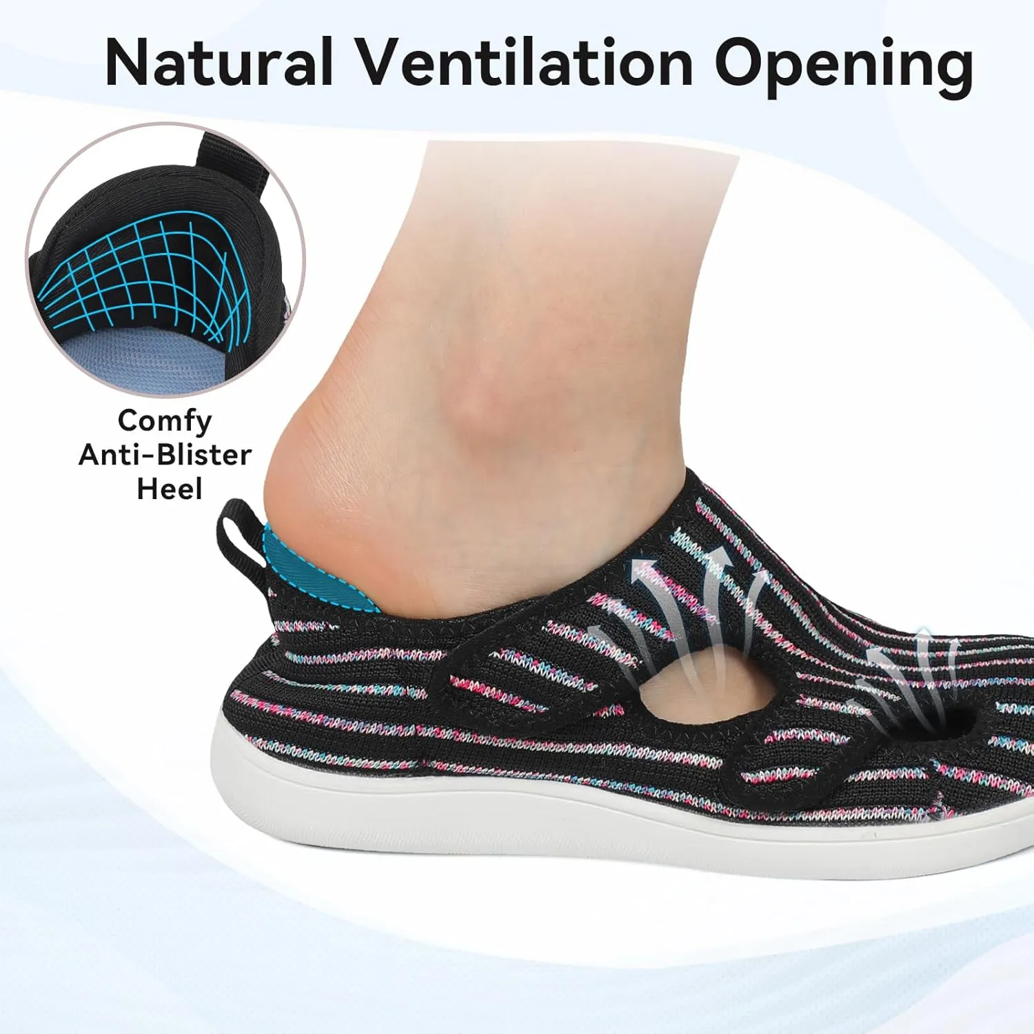 LeIsfIt Diabetic Shoes for Women Adjustable Extra Wide Barefoot Walking Shoes for Swollen Arthritis Edema Feet Wide Width Zero Drop Sole