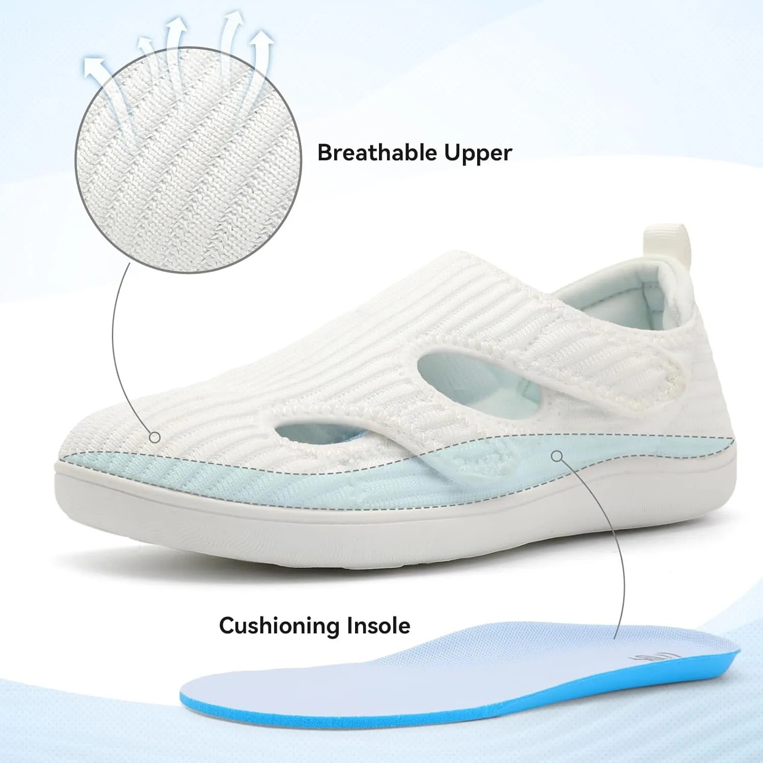 LeIsfIt Diabetic Shoes for Women Adjustable Extra Wide Barefoot Walking Shoes for Swollen Arthritis Edema Feet Wide Width Zero Drop Sole