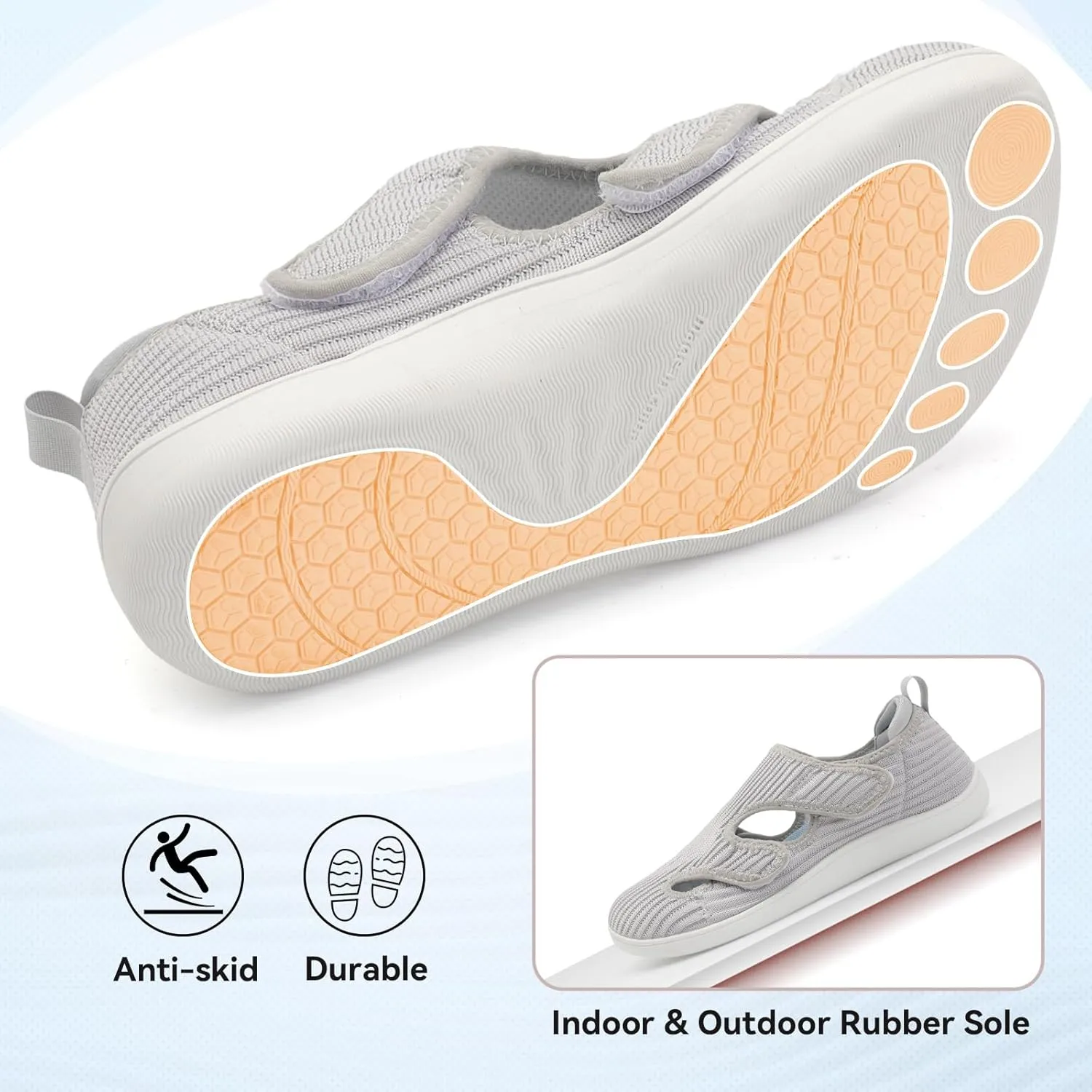 LeIsfIt Diabetic Shoes for Women Adjustable Extra Wide Barefoot Walking Shoes for Swollen Arthritis Edema Feet Wide Width Zero Drop Sole