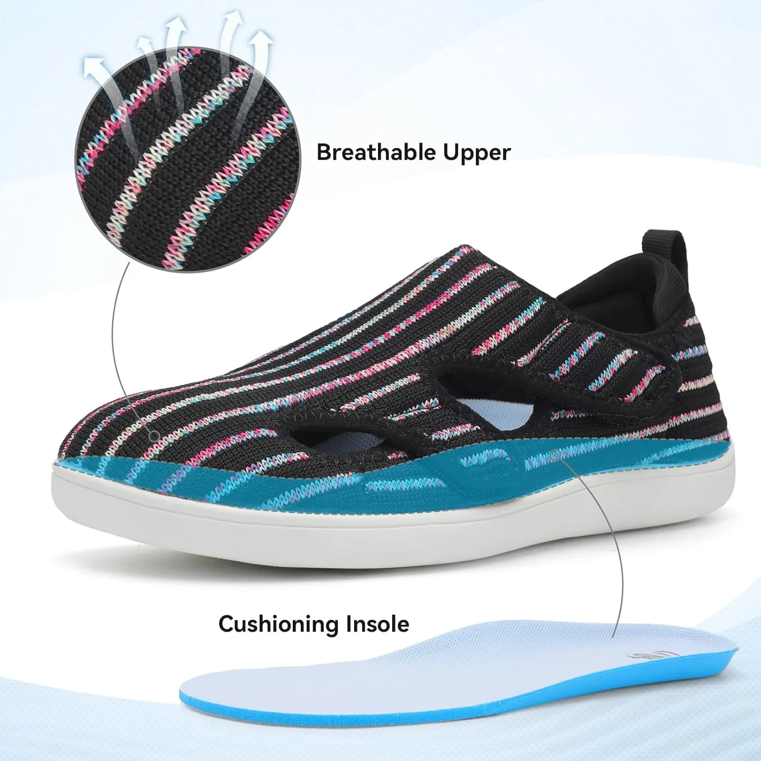 LeIsfIt Diabetic Shoes for Women Adjustable Extra Wide Barefoot Walking Shoes for Swollen Arthritis Edema Feet Wide Width Zero Drop Sole
