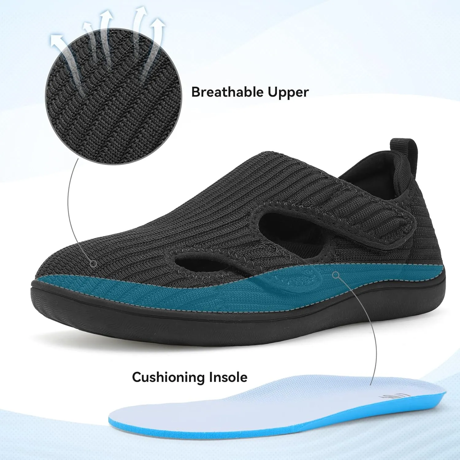LeIsfIt Diabetic Shoes for Women Adjustable Extra Wide Barefoot Walking Shoes for Swollen Arthritis Edema Feet Wide Width Zero Drop Sole