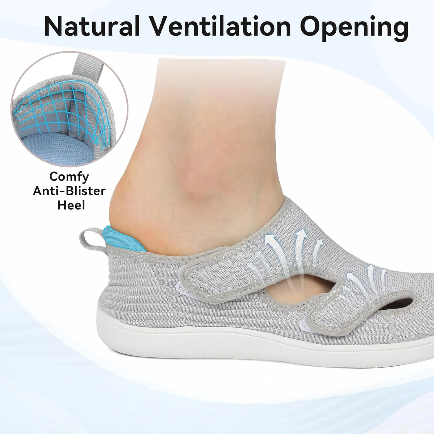 LeIsfIt Diabetic Shoes for Women Adjustable Extra Wide Barefoot Walking Shoes for Swollen Arthritis Edema Feet Wide Width Zero Drop Sole