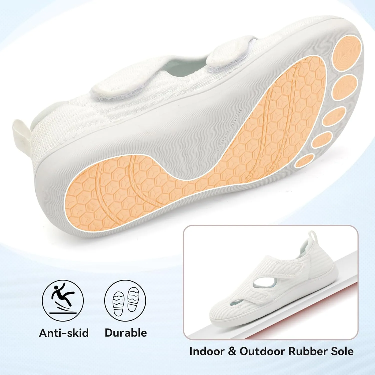 LeIsfIt Diabetic Shoes for Women Adjustable Extra Wide Barefoot Walking Shoes for Swollen Arthritis Edema Feet Wide Width Zero Drop Sole