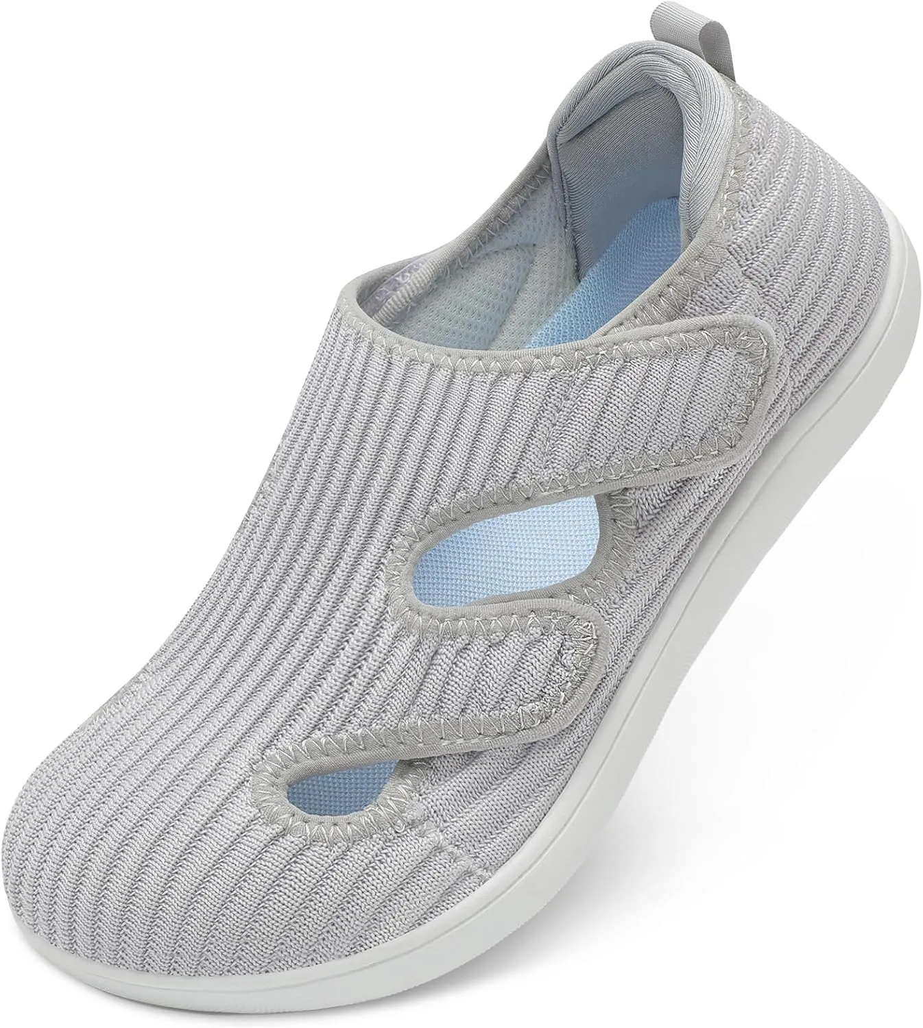LeIsfIt Diabetic Shoes for Women Adjustable Extra Wide Barefoot Walking Shoes for Swollen Arthritis Edema Feet Wide Width Zero Drop Sole