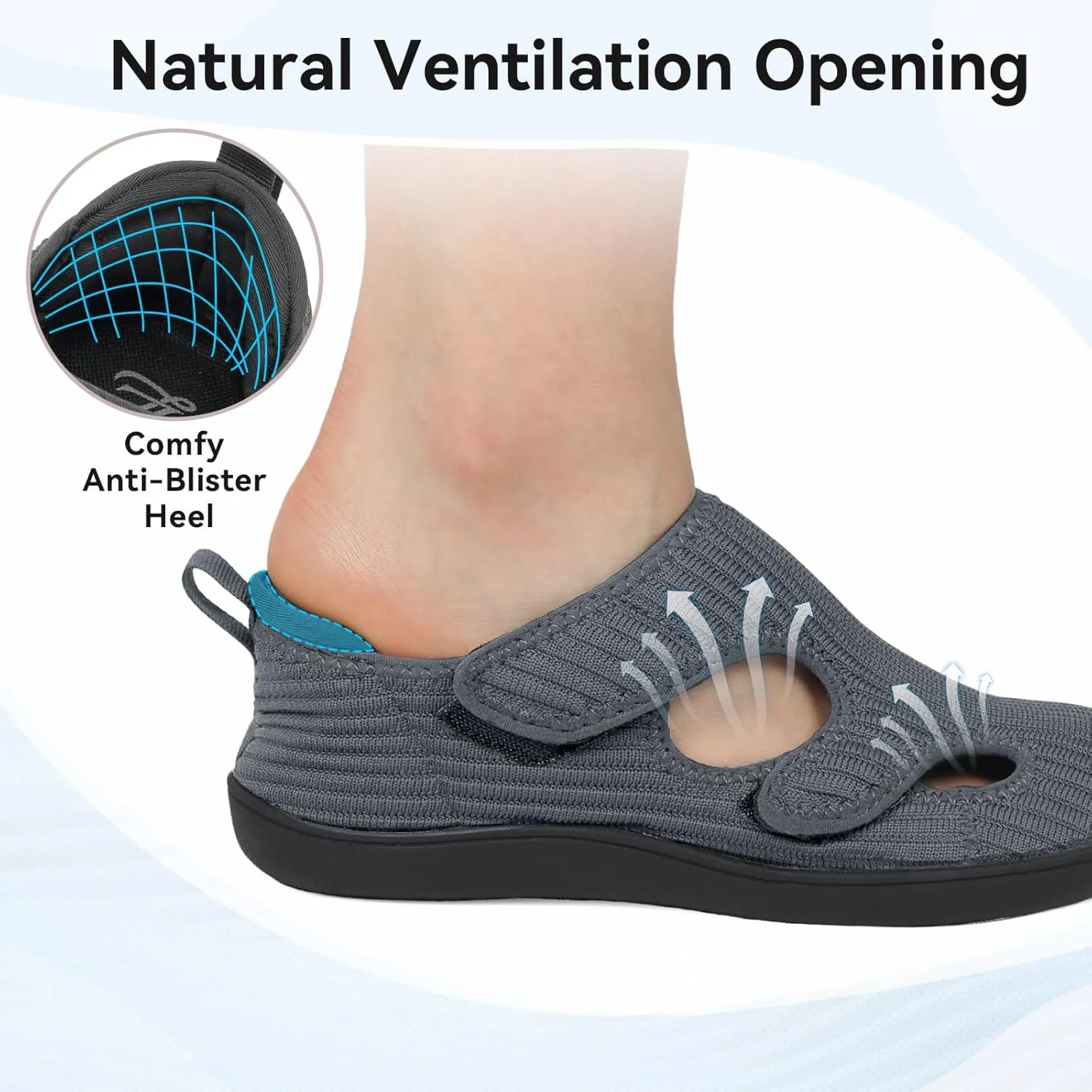 LeIsfIt Diabetic Shoes for Women Adjustable Extra Wide Barefoot Walking Shoes for Swollen Arthritis Edema Feet Wide Width Zero Drop Sole