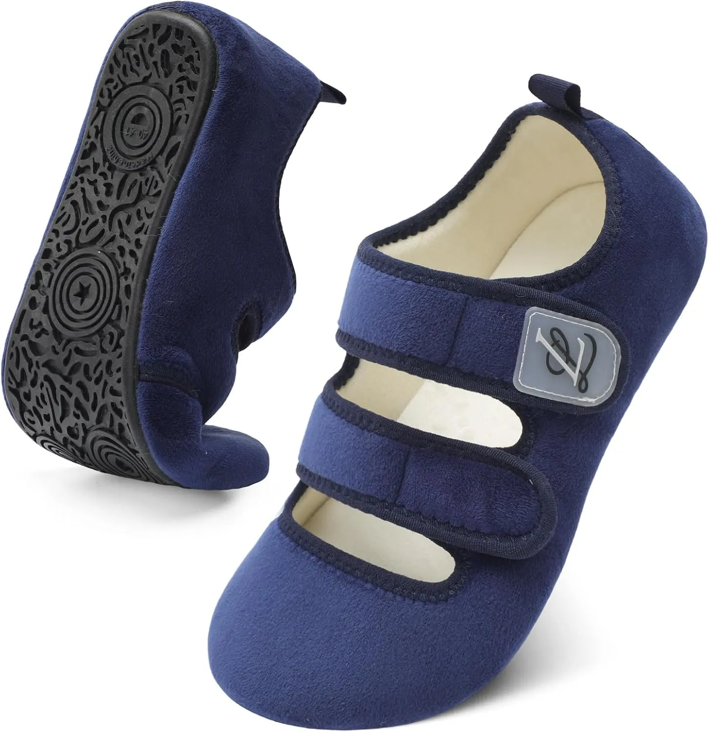 LeIsfIt Womens Slippers Adjustable Diabetic Slippers Wide Soft Arthritis Edema House Shoes Warm Fuzzy Slipper Socks with Rubber Sole