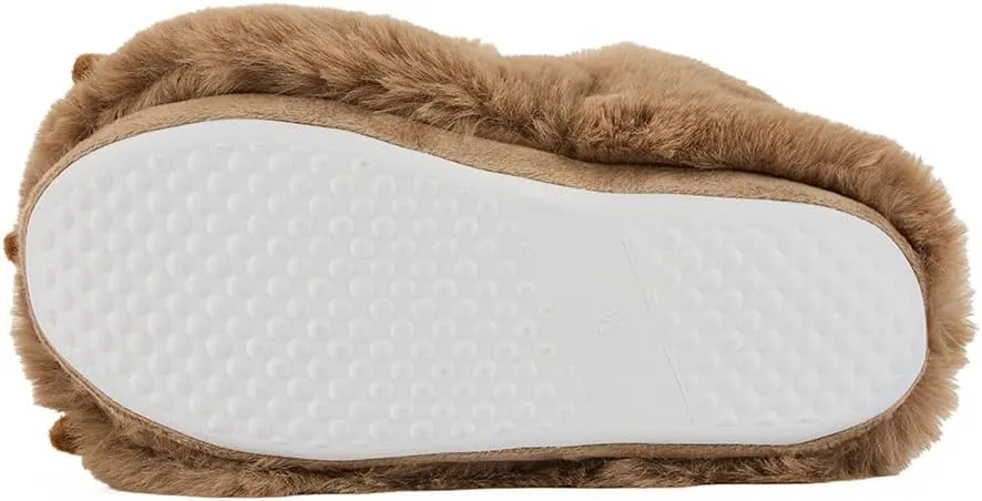 LEMZONE Fuzzy Animal Slippers for Women Cute Warm Furry Bear Paw Funny House Slippers with Non-skid Bottoms
