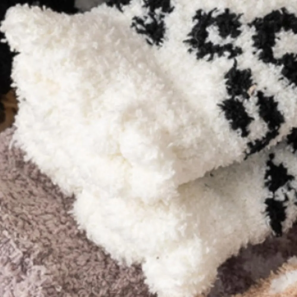 Leopard Fuzzy Socks - 6 Pairs Plush Colorful Women's Comfy Cozy Warm Home Slipper Socks for Winter Indoor