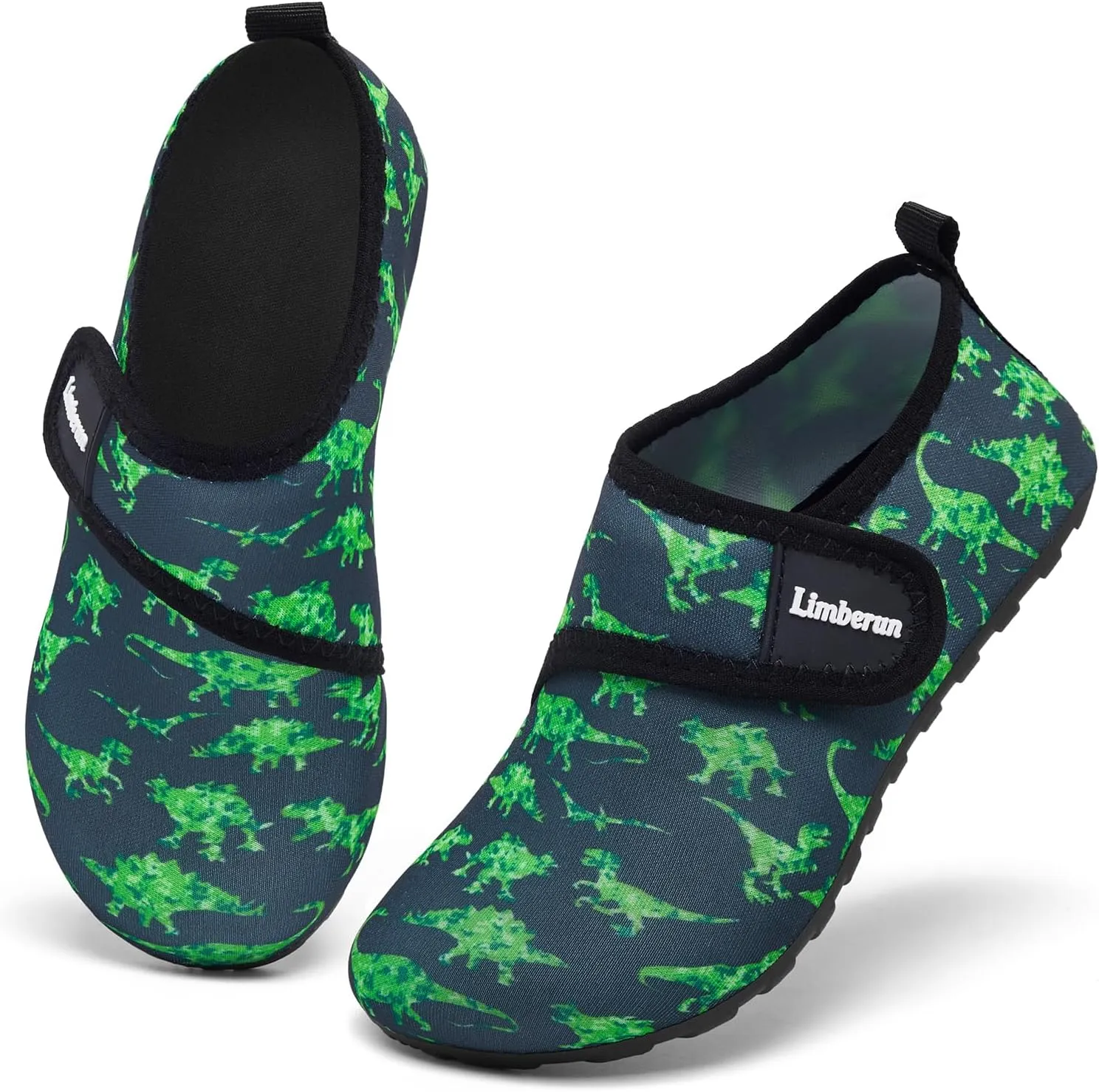 Limberun Water Shoes Boys Non-Slip Kids Swim Shoe Quick Dry Aqua Barefoot Sports Pool Beach Socks for Toddler Dinosaur Green5-6
