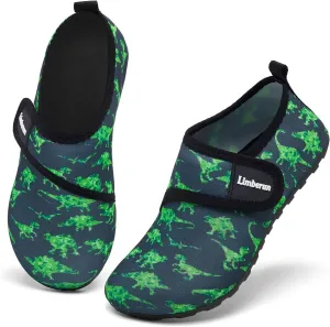 Limberun Water Shoes Boys Non-Slip Kids Swim Shoe Quick Dry Aqua Barefoot Sports Pool Beach Socks for Toddler Dinosaur Green5-6