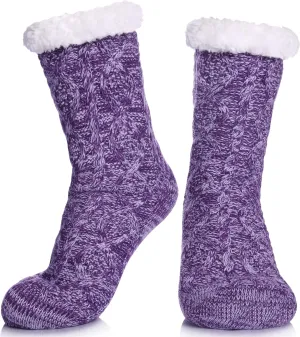 LINEMIN Womens Slipper Socks Winter Warm Fleece Lined Socks Cozy Soft Thick Fuzzy Non Slip Indoor Christmas Socks