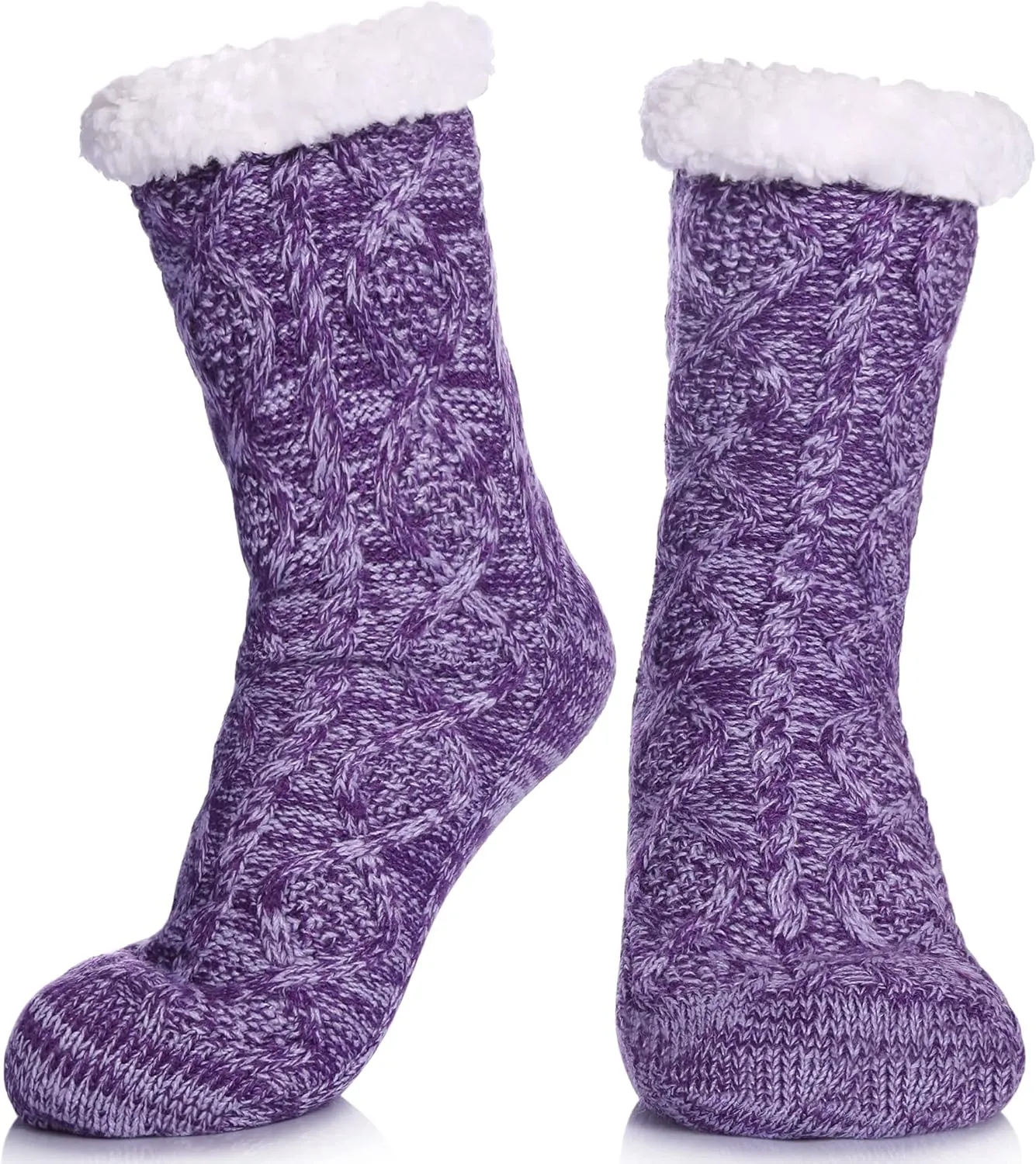 LINEMIN Womens Slipper Socks Winter Warm Fleece Lined Socks Cozy Soft Thick Fuzzy Non Slip Indoor Christmas Socks