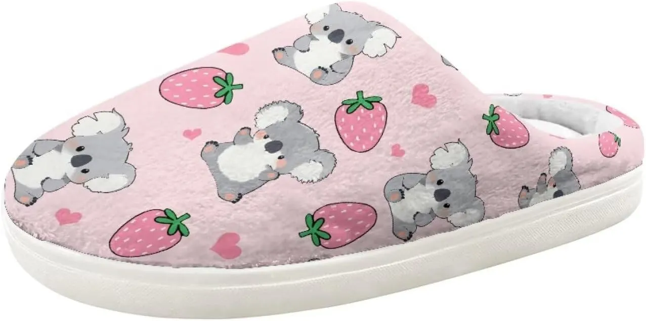 Little Girls Slippers Indoor Comfort Cute Pattern Size 9-15 White