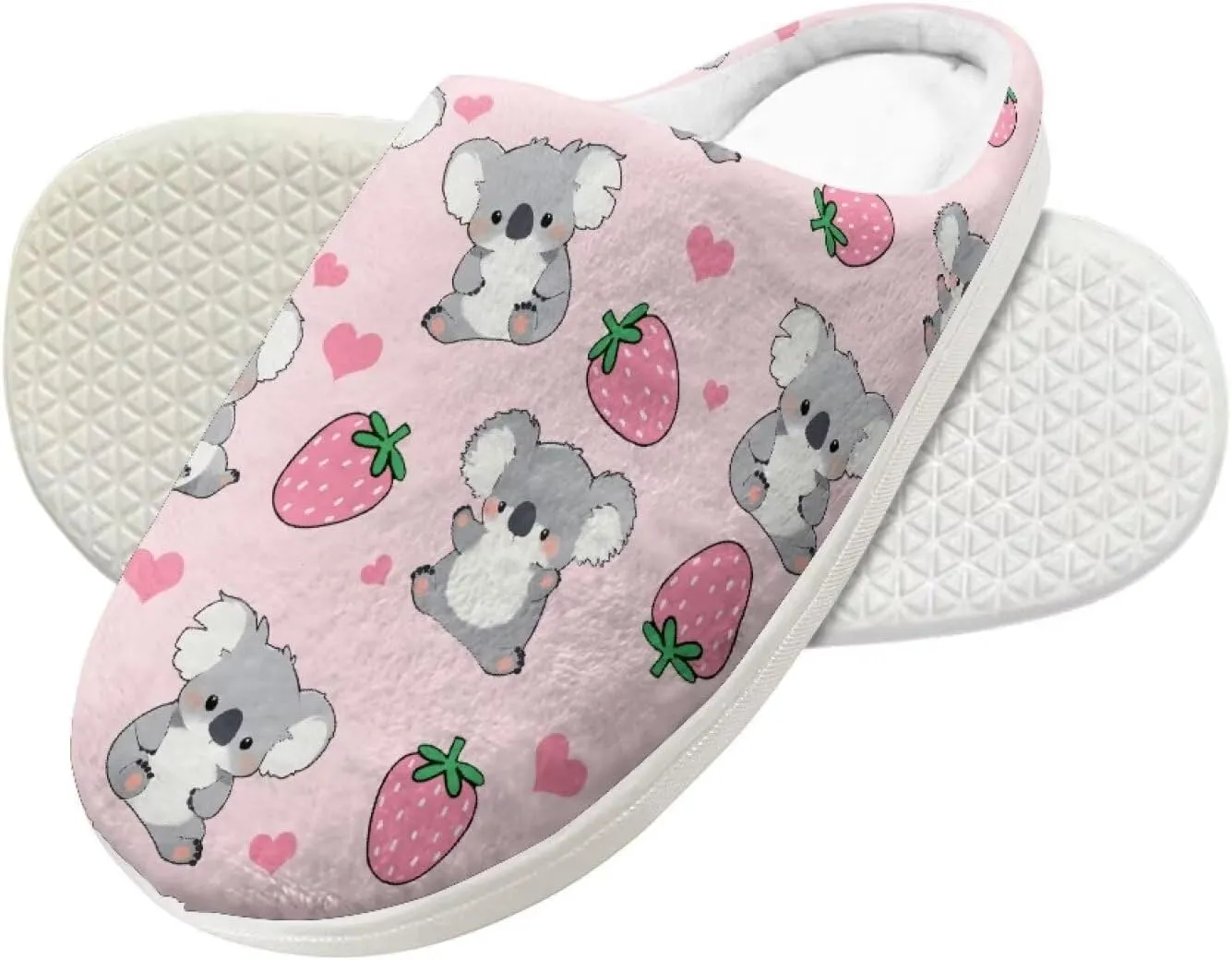 Little Girls Slippers Indoor Comfort Cute Pattern Size 9-15 White