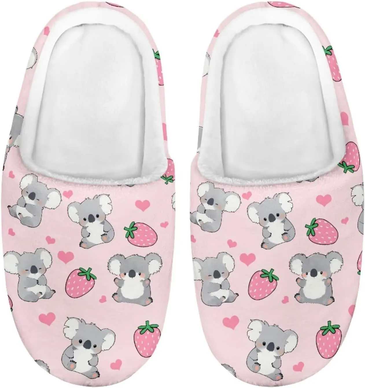 Little Girls Slippers Indoor Comfort Cute Pattern Size 9-15 White