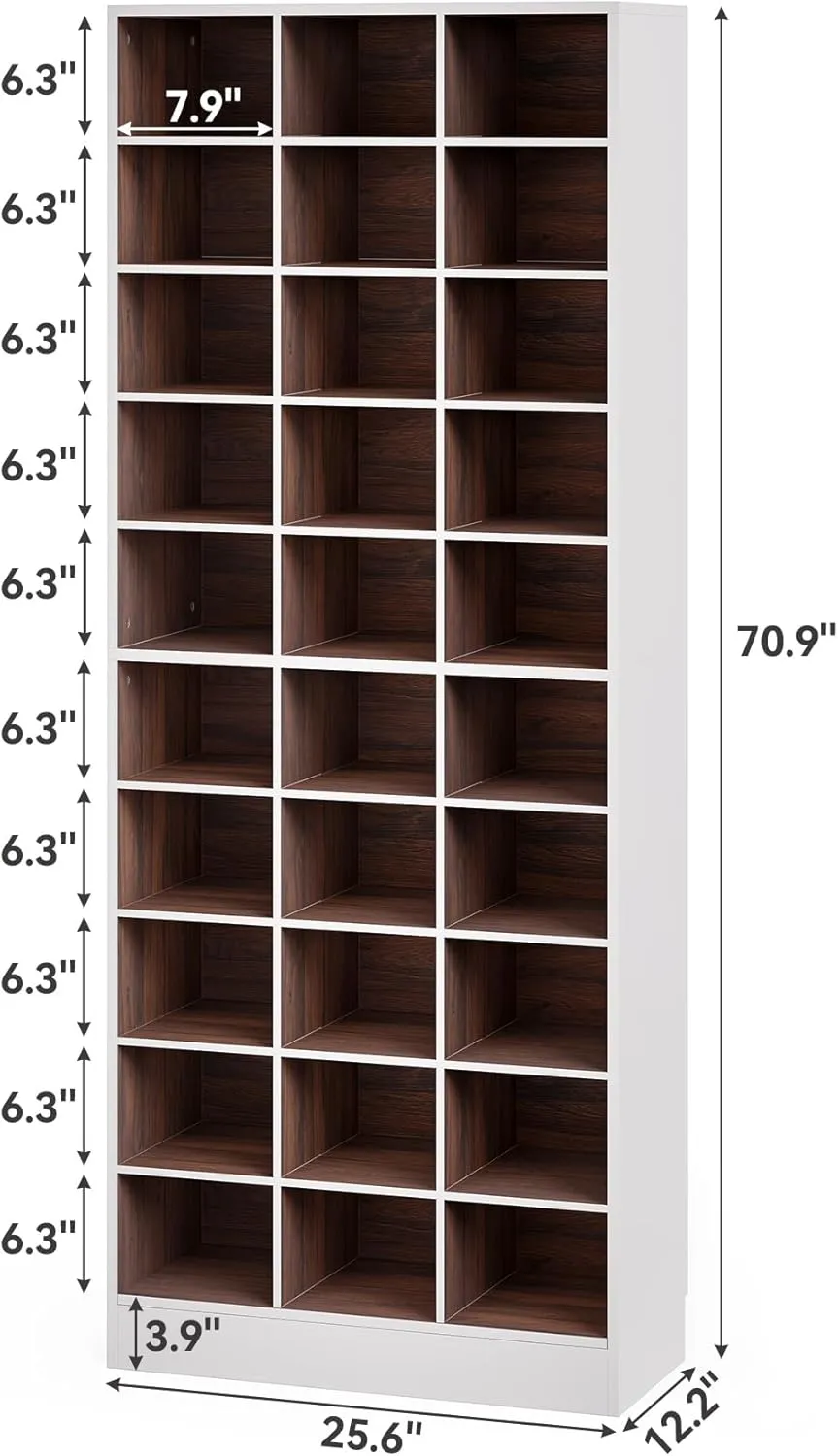 LITTLE TREE 70.9" Tall Shoe Rack, 10-Tier Freestanding Shelf, Max. Store 30 Pairs, Shoe Cabinet Organizer for Living Room, Entryway, Cloakroom, White   Brown