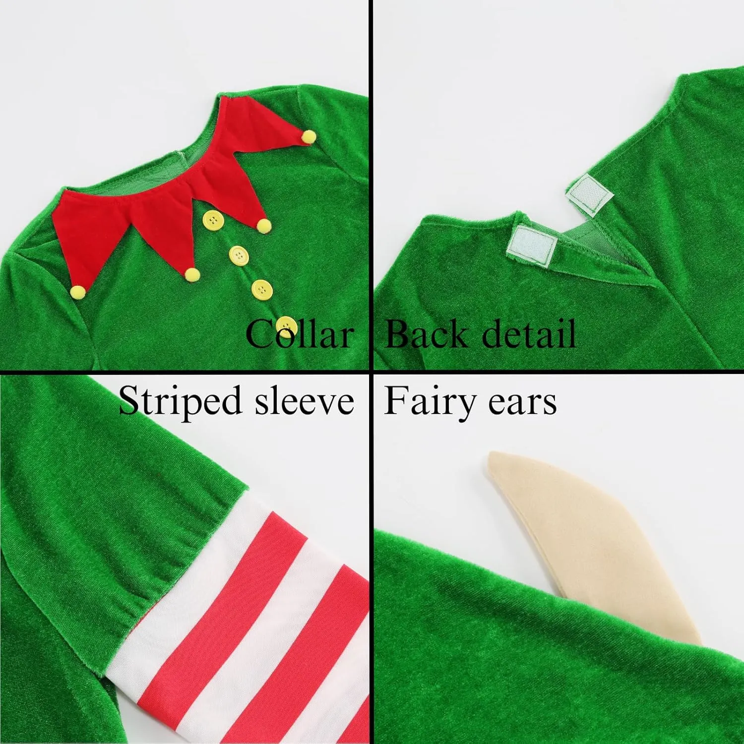 LMYOVE Elf Outfit for Kids, Girls Boys Santa's Helper Costume, Halloween Christmas Elf Outfits Deluxe 5 PCS Set