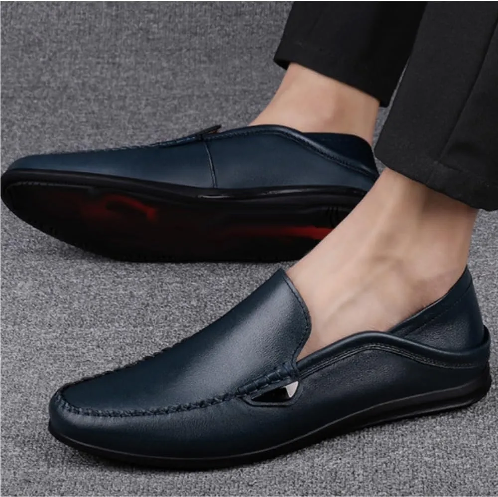 Loafers for Men Simple Moccasins Shoes Leather Flexible Flat Heel Wedding Slip On
