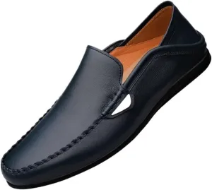 Loafers for Men Simple Moccasins Shoes Leather Flexible Flat Heel Wedding Slip On