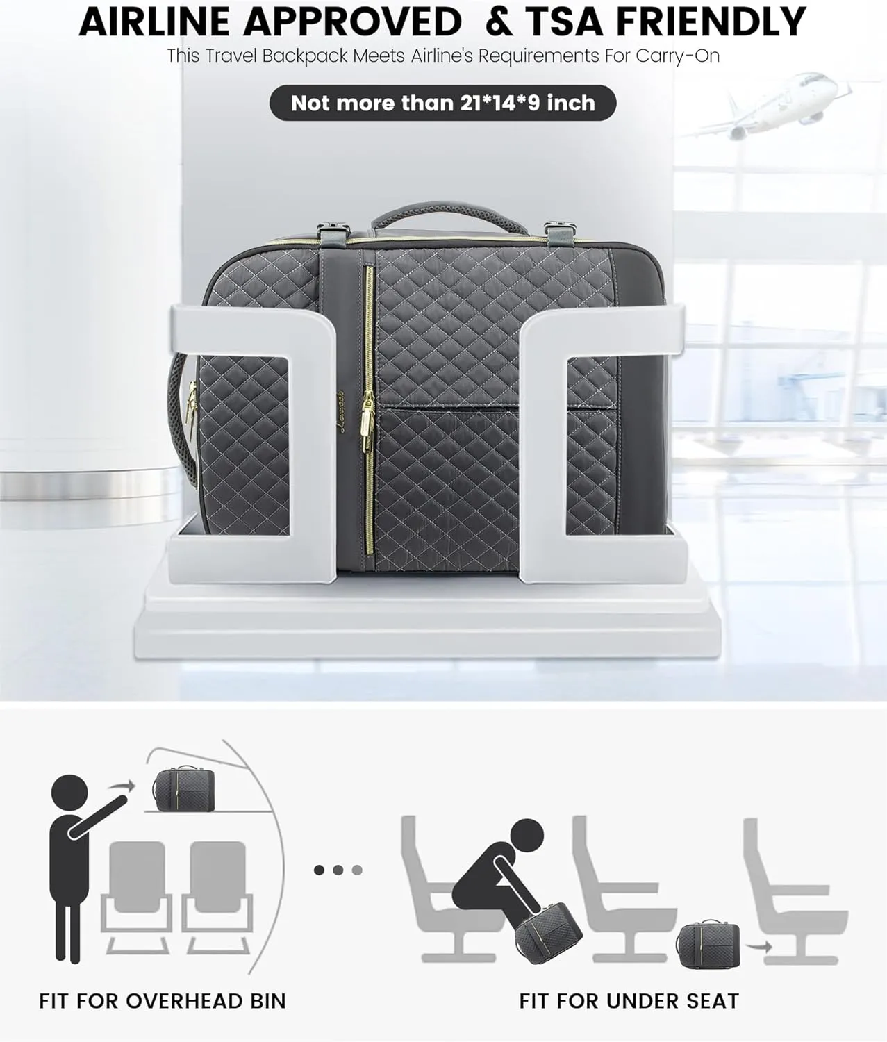 LOVEVOOK Carry On Travel Backpack for Women, 40L Personal Item Travel Bag Flight Approved, TSA Large Backpack for 17'' Laptop, Waterproof Weekender Business Hiking Bag with 3 Packing Cubes