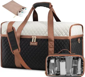LOVEVOOK Travel Duffle Bag, Weekender Bags For Women, Carry On Duffel Bags For Airplanes, Overnight Bag With Toiletry Bag, Hospital Bag for Labor and Delivery, Yoga Gym Bag with Wet Pocket, 3Pcs Set