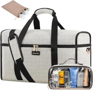LOVEVOOK Travel Duffle Bag, Weekender Bags For Women, Carry On Duffel Bags For Airplanes, Overnight Bag With Toiletry Bag, Hospital Bag for Labor and Delivery, Yoga Gym Bag with Wet Pocket, 3Pcs Set