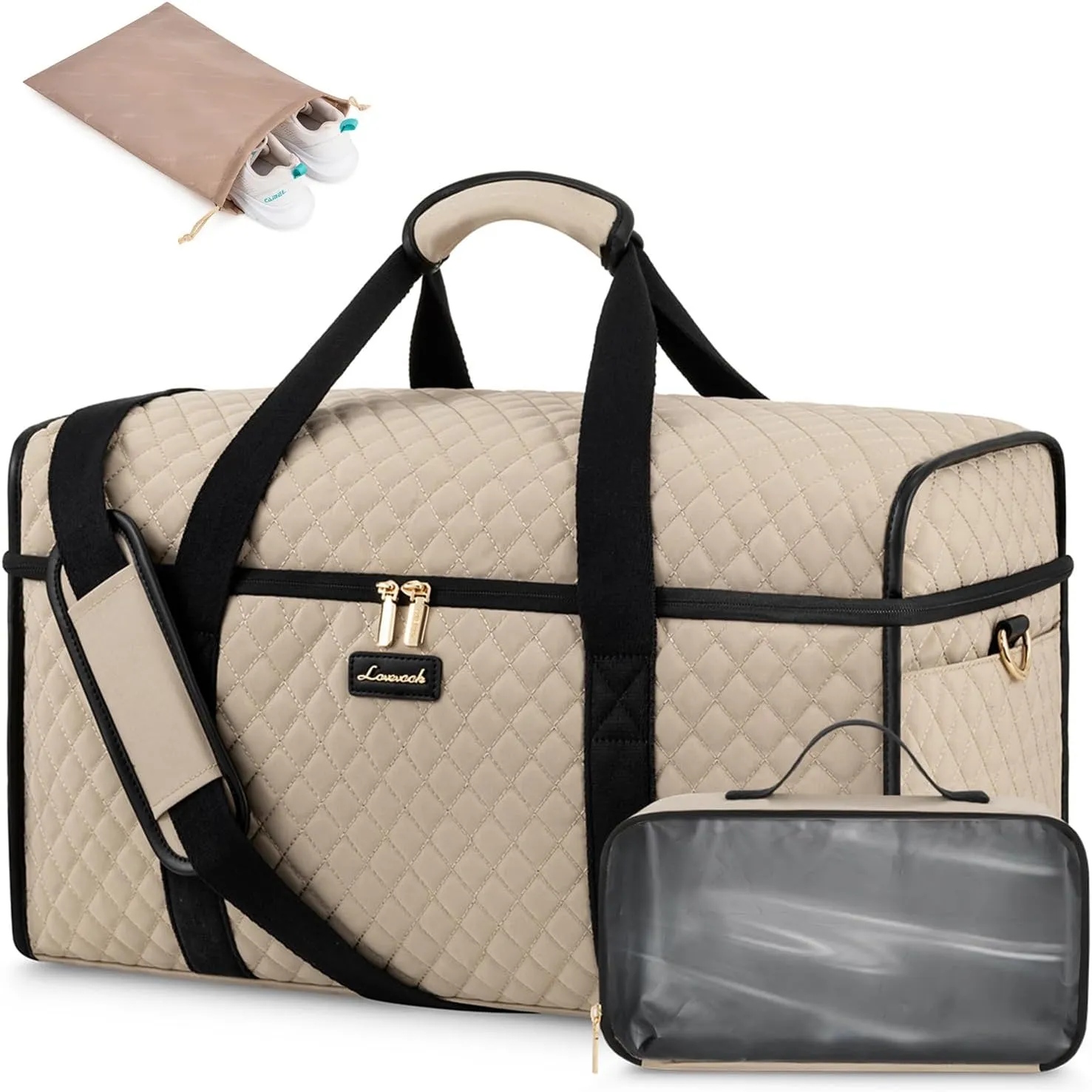 LOVEVOOK Travel Duffle Bag, Weekender Bags For Women, Carry On Duffel Bags For Airplanes, Overnight Bag With Toiletry Bag, Hospital Bag for Labor and Delivery, Yoga Gym Bag with Wet Pocket, 3Pcs Set
