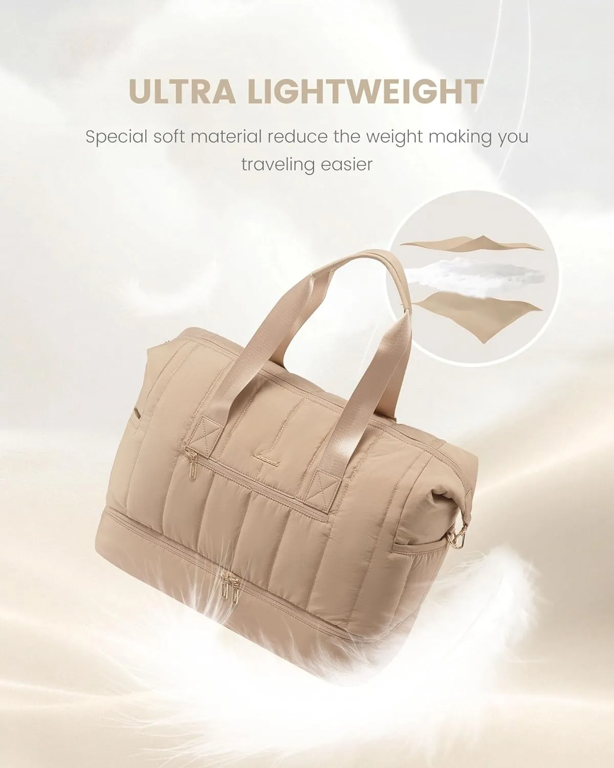 LOVEVOOK Travel Duffle Bag,Puffer Weekender Bags For Women with Shoe Compartment,70L Carry On Duffel Bags For Airplanes,Hospital Bag for Labor and Delivery,Overnight Bag With Toiletry Bag,2Pcs Set