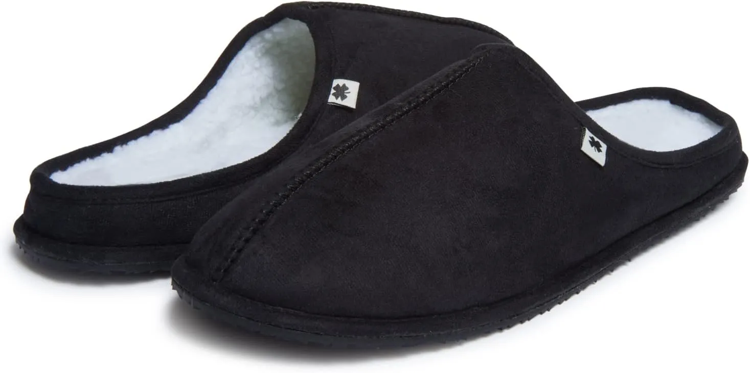 Lucky Brand Mens Microsuede Memory Foam Sherpa Clog Slippers, Warm Fuzzy Bedroom Slipper, Comfortable Indoor Outdoor House Shoes