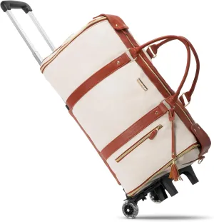 LUHXE Travel Convertible Carry On Garment Roller Bag with Shoe Pouch & Detachable Shoulder Strap – Snow