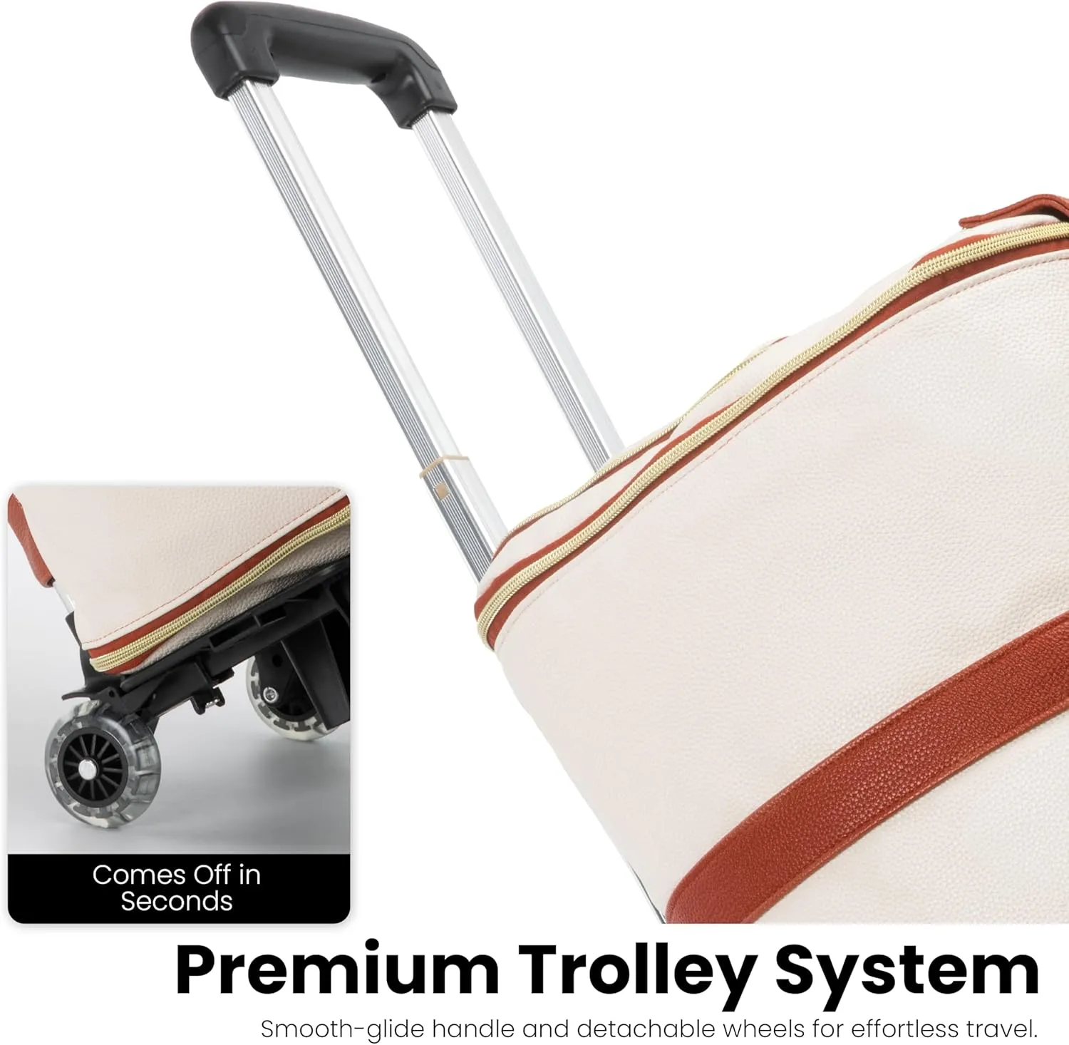 LUHXE Travel Convertible Carry On Garment Roller Bag with Shoe Pouch & Detachable Shoulder Strap – Snow