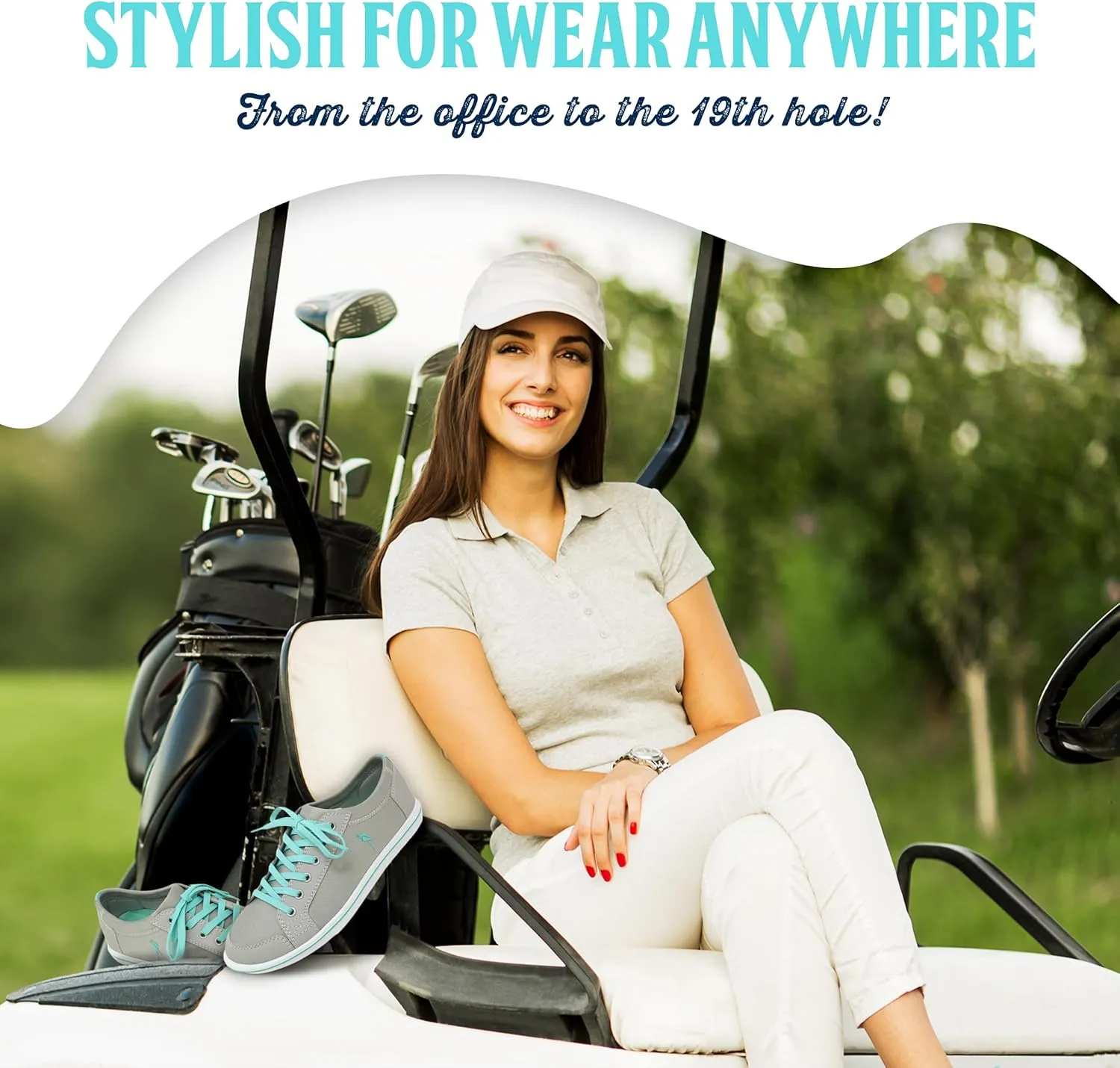 Margaritaville Golf Shoes, The Birdie, Spikeless Womens Golf Shoe, Ladies Golf Footwear with Rubber Toe Guard and Stability Heel Frame, Lace Up Athletic Shoe